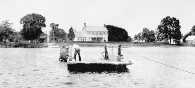 A Model T Ford engine was added in the 1930s to pull the ferry by cable across the Nanticoke River. DELDOT ARCHIVES